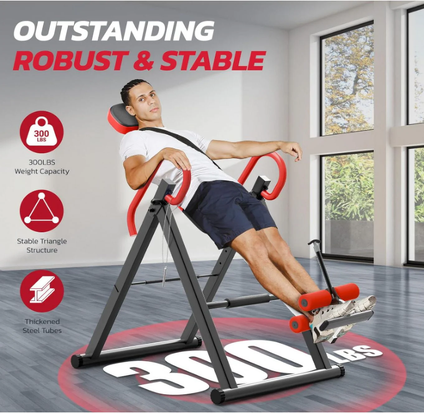 YOLEO Heavy Duty Inversion Table for Back Pain Relief with Adjustable Protective Belt 2023 Upgraded Inversion Foldable Heavy Duty up to 300 lbs