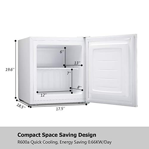 R.W.FLAME Mini Freezer/Small Freezer with Reversible Single Door, Energy Saving,Upright Freezer with Removable Shelves/Adjustable Thermostat, Adjustable Feet for Bedrooms/Dorms/Apartment/Office/Home