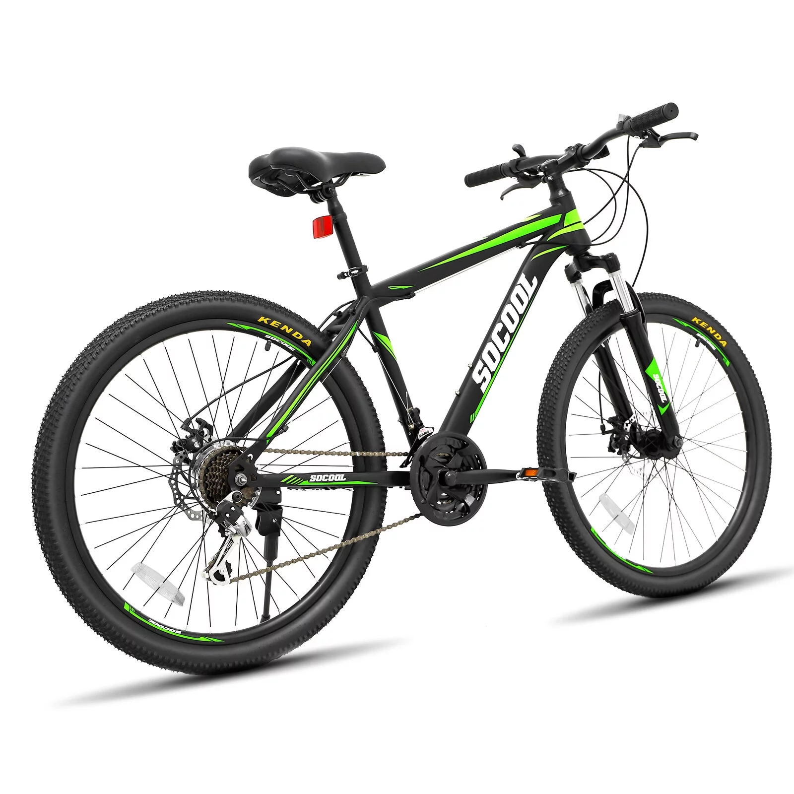 SOCOOL Mountain Bike, Mens and Womens, 26" Wheels, 17" Aluminum Frame, Bicycle for Adults and Youth, Shimano Parts -Black & White & Green, TG1867BK - Curated Treasures Market