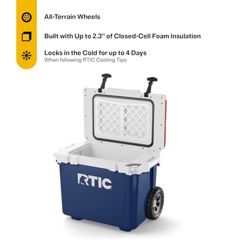 RTIC 22 QT Ultra-Light Wheeled Cooler with Handle, Hard Insulated Portable Ice Chest Box for Beach, Drink, Beverage, Camping, Picnic, Fishing, Boat, Barbecue
