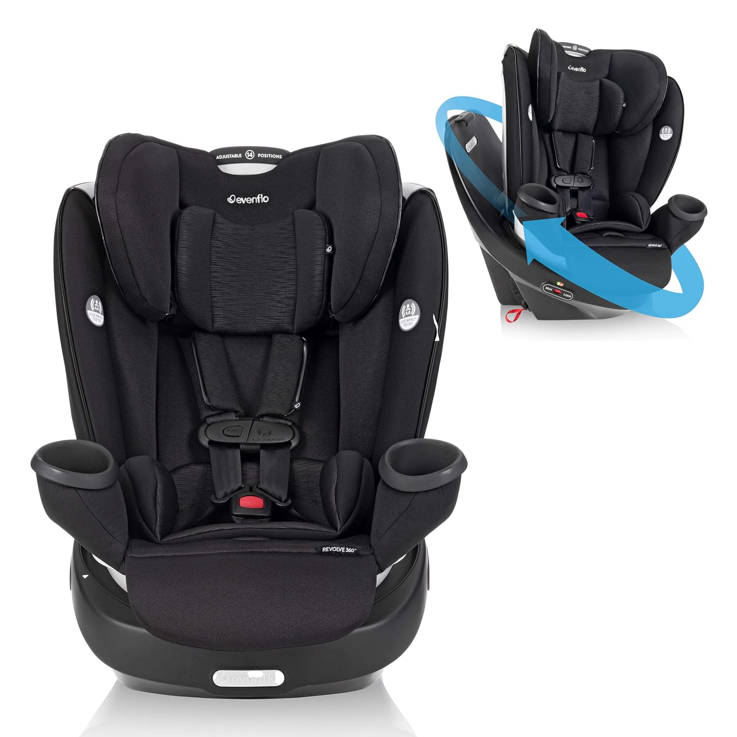 Evenflo Gold Revolve360 Rotational AllinOne Convertible Car Seat Swivel Car Seat Rotating Car Seat for All Ages Swivel Baby Car Seat ModeChanging 4120lb Car Seat and Booster Car Seat, Moonstone