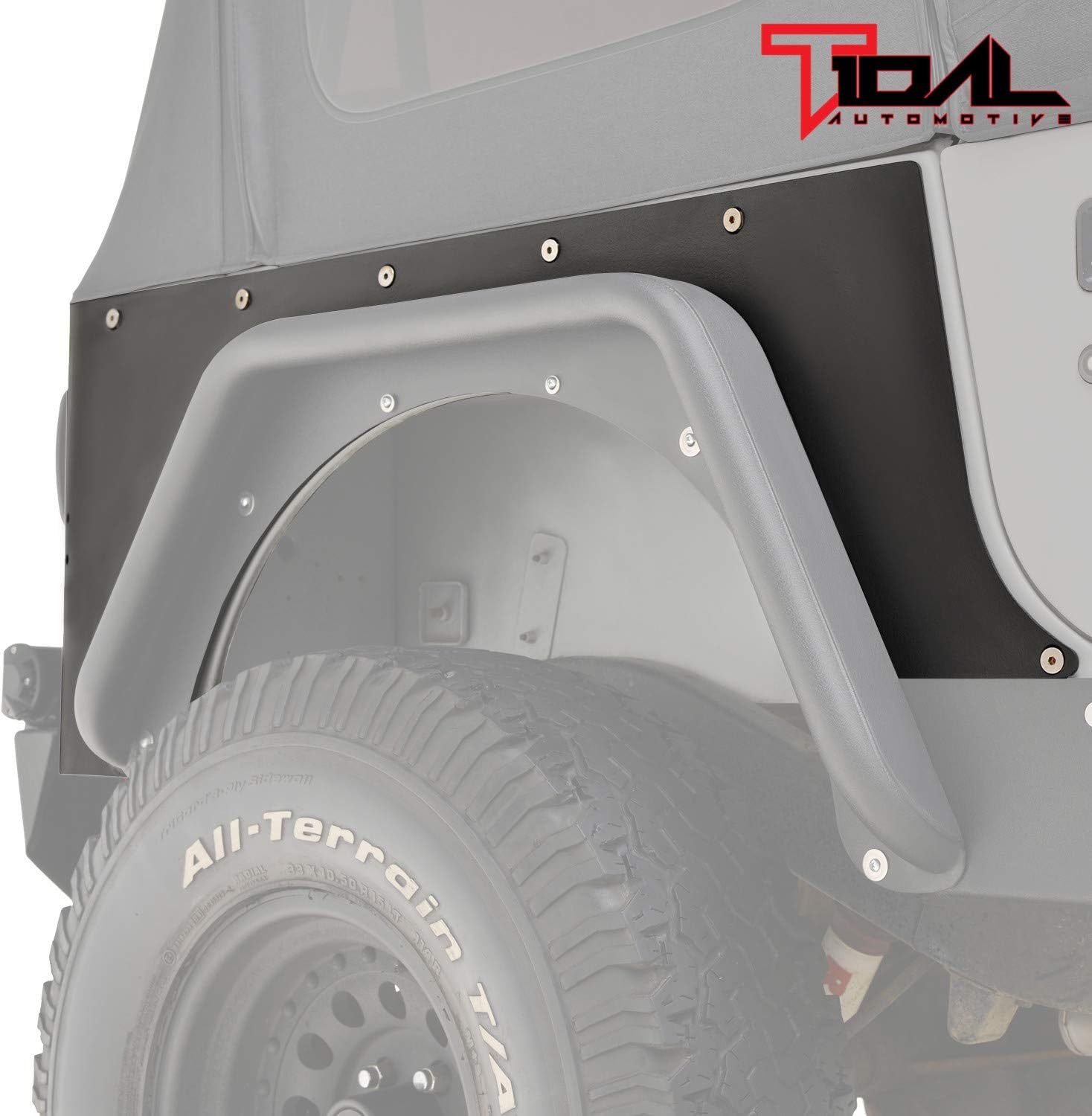 Tidal Armor Rear Corner Guard Black Textured Fit for 87-95 Wrangler YJ