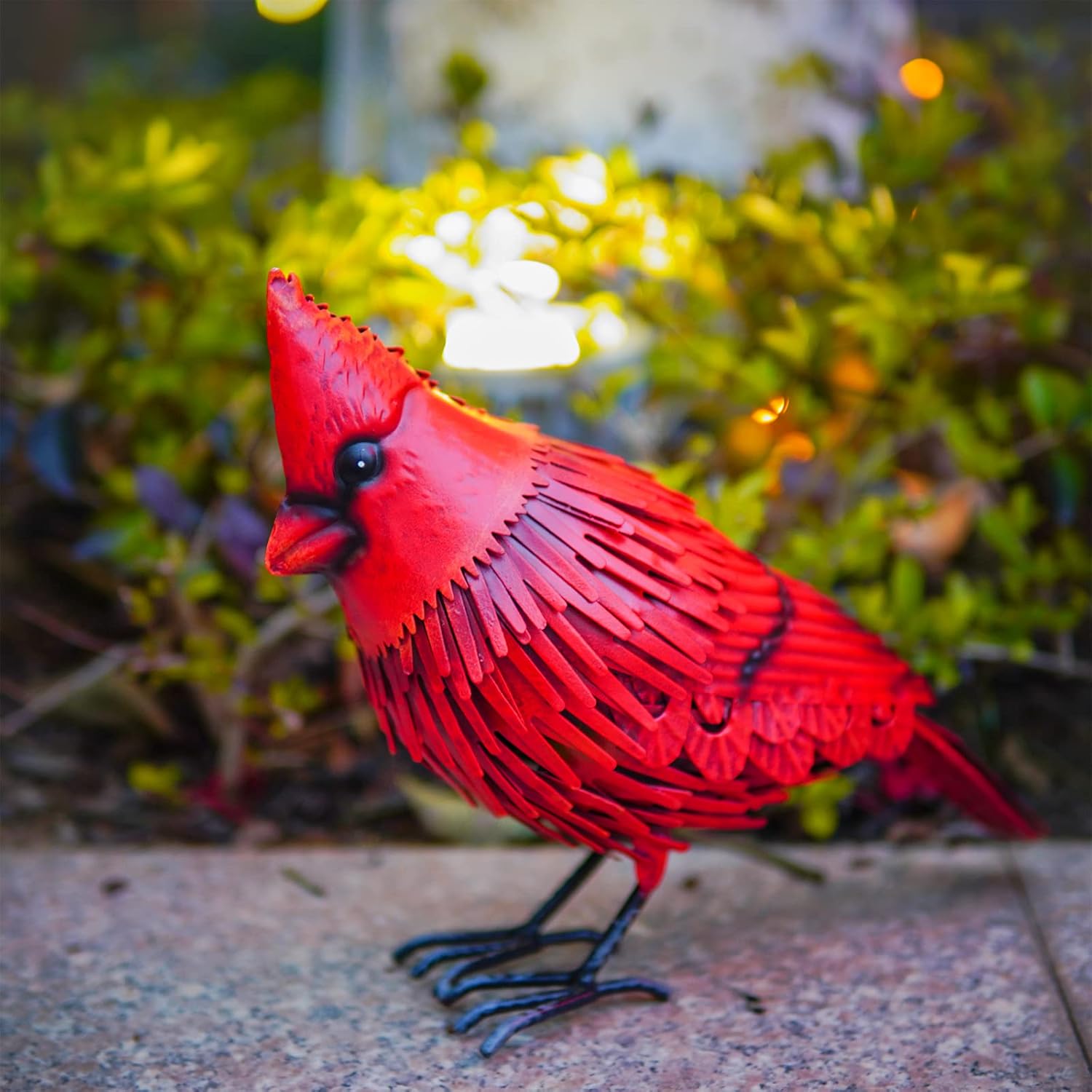Metal Cardinal Garden Decor Outdoor, Creative Large Red Bird Statue Yard Ornament, Cardinal Garden Decorations Yard Art for Patio Lawn Pathway Courtyard Vacation Holiday Collectible