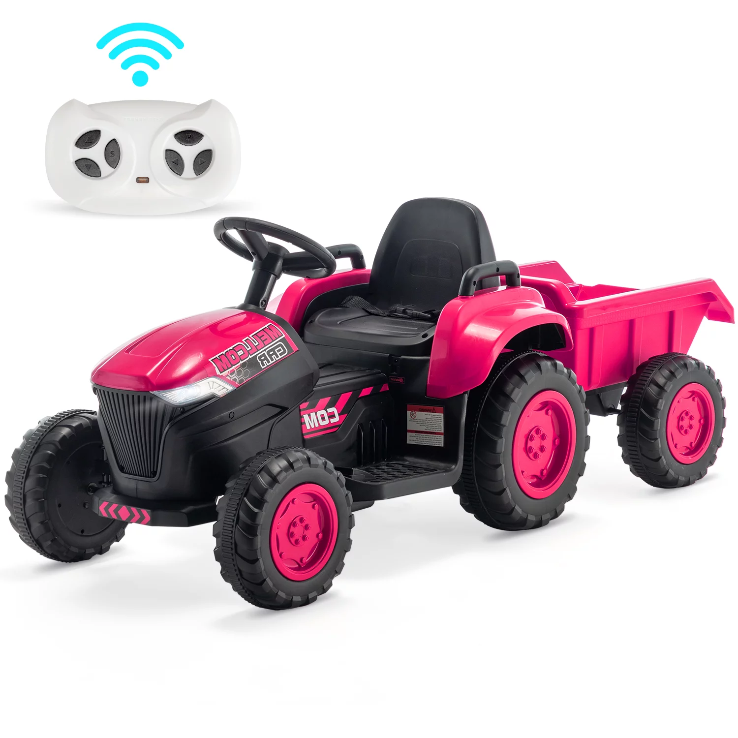 Erommy Kids Ride on Tractor with Remote Control, 12V Battery Powered Electric Tractor with 30W Dual Motors/Cool Lights/Bluetooth Music for Kids, Green