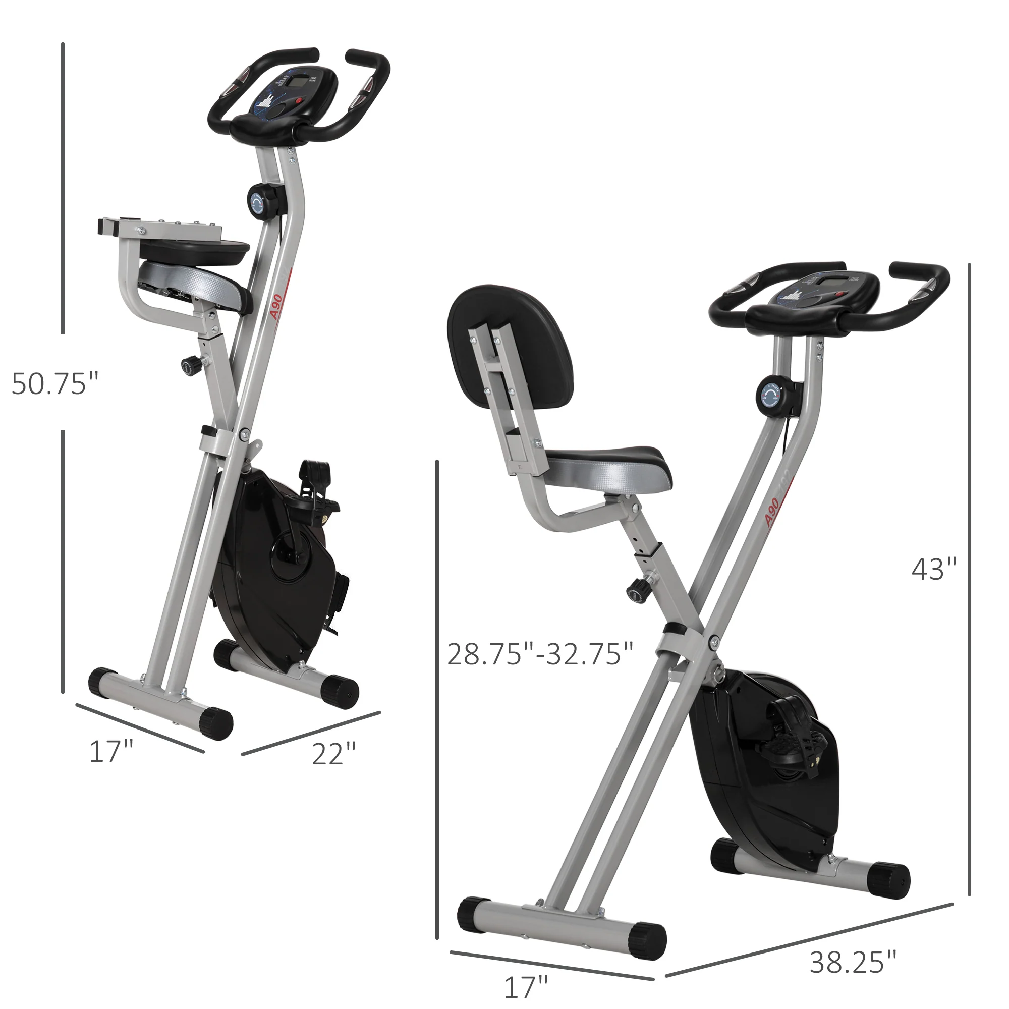 Soozier Folding Upright Training Stationary Indoor Bike with 8 Levels of Magnetic Resistance for Aerobic Exercise