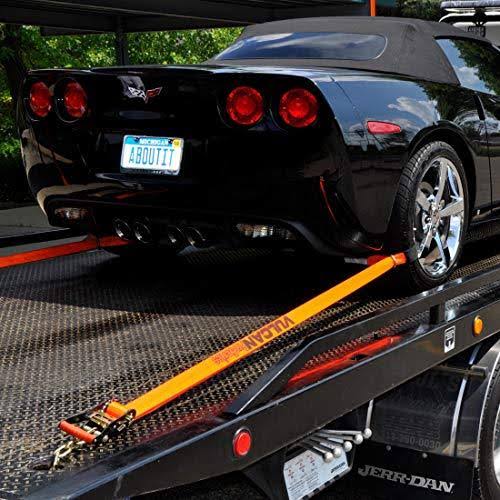 Vulcan Wheel Tie Down Kit with Snap Hook Ratchets, 4 Pack - ProSeries - 3,300 Pound Safe Working Load