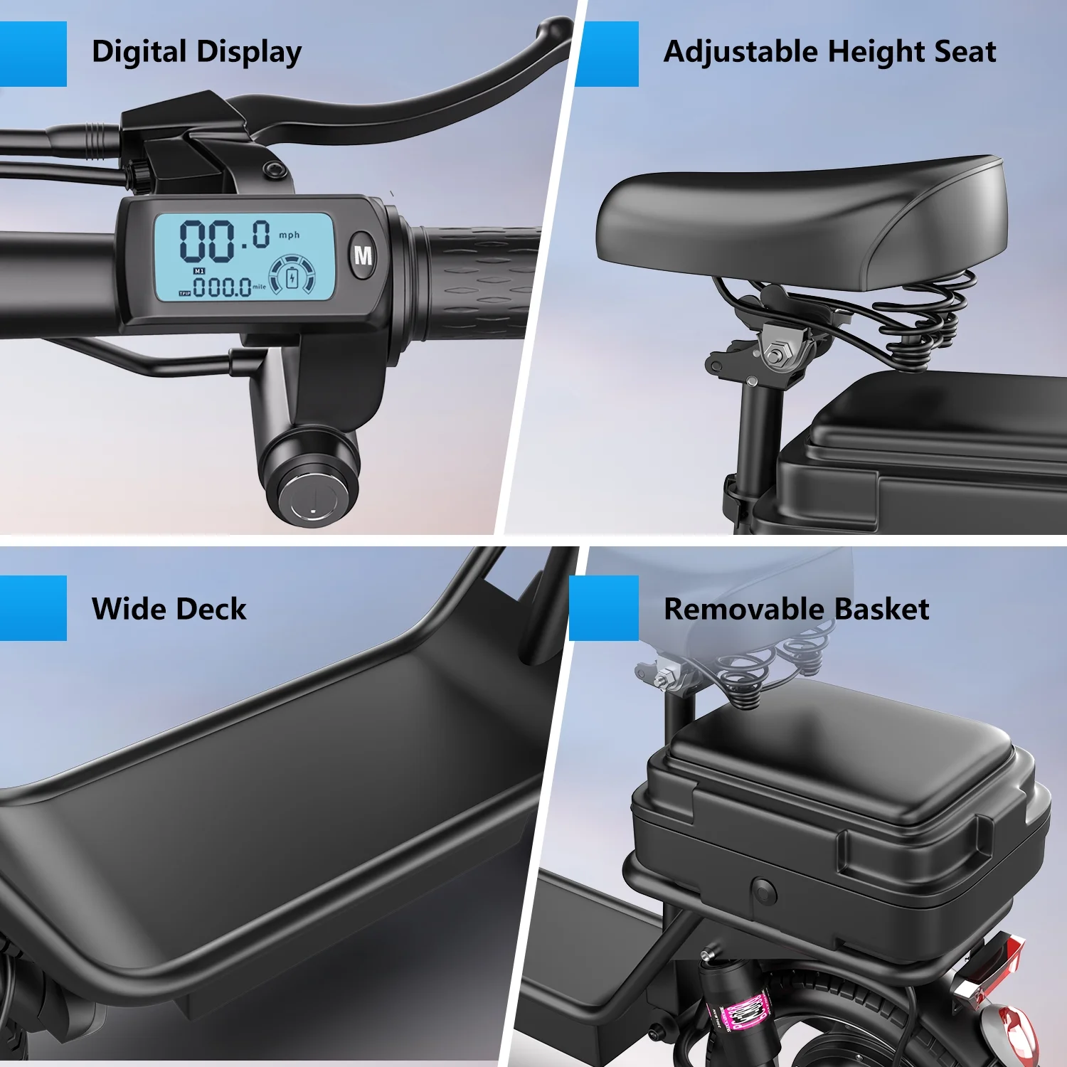 ASKGO Electric Scooter Adults, 14" Tires, 20MPH 25Miles Long Range Electric Scooter with Seat & Basket,36V 13AH Li-on Commute Escooter for Adults, Dual Shock Absorbers, Dual Disc Brakes