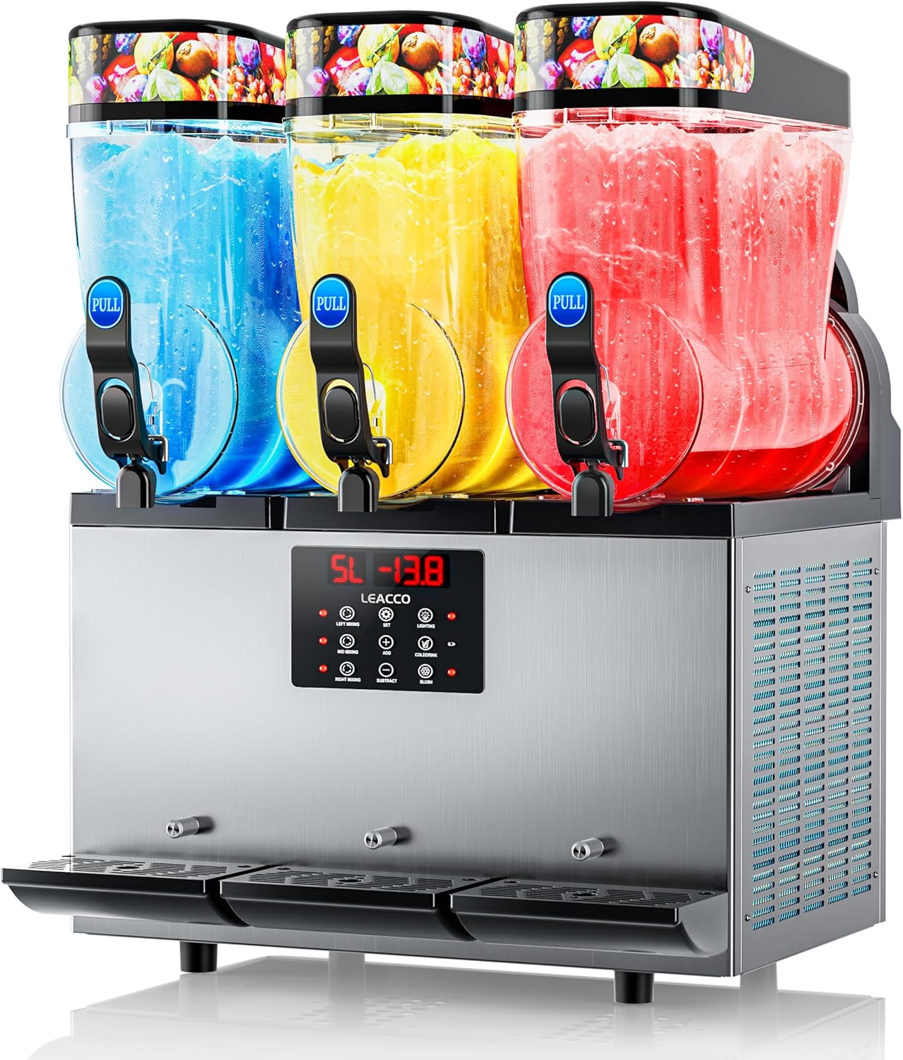 Commercial Slushie Machine, Frozen Drink Margarita Machine Smoothie Slushy Maker Stainless Steel 110V