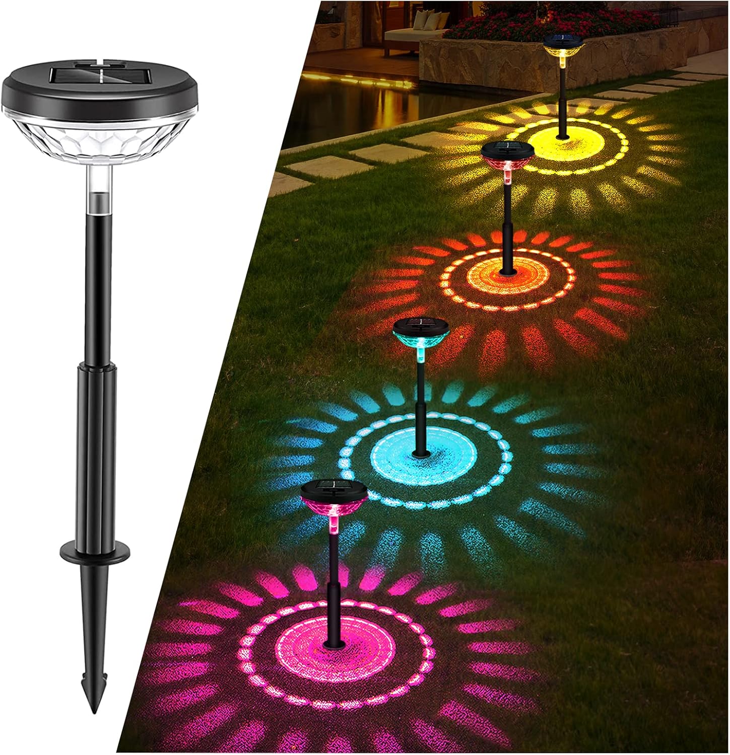 FEELIGHT Solar Pathway Lights, Garden Lights Solar Powered Waterproof IP67, Bright LED Solar Outdoor Landscape Lighting Solar Pathway Lights for Walkway Yard Backyard Lawn Landscape Decorative (6PC)