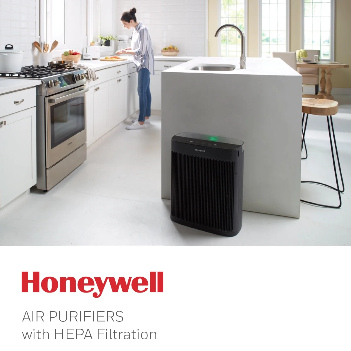 Honeywell Air Purifier, HPA5300B, 500 sq ft, HEPA Filter,  Allergen, Smoke, Pollen, Dust Reducer