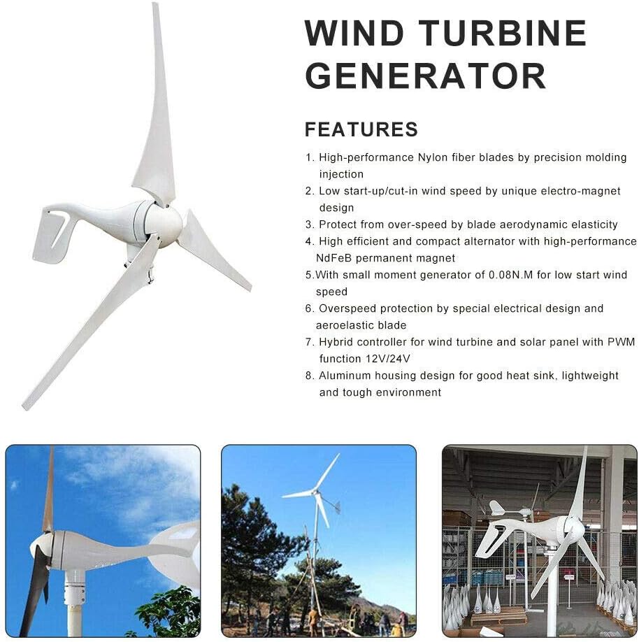 ECO-WORTHY 500W Solar Wind Power Kit: 1x 400W Wind Turbine Generator with Hybrid Controller + 1x 100W Mono Solar Panel for Home/RV/Boat/Farm/Street Light and Off-Grid Appliances