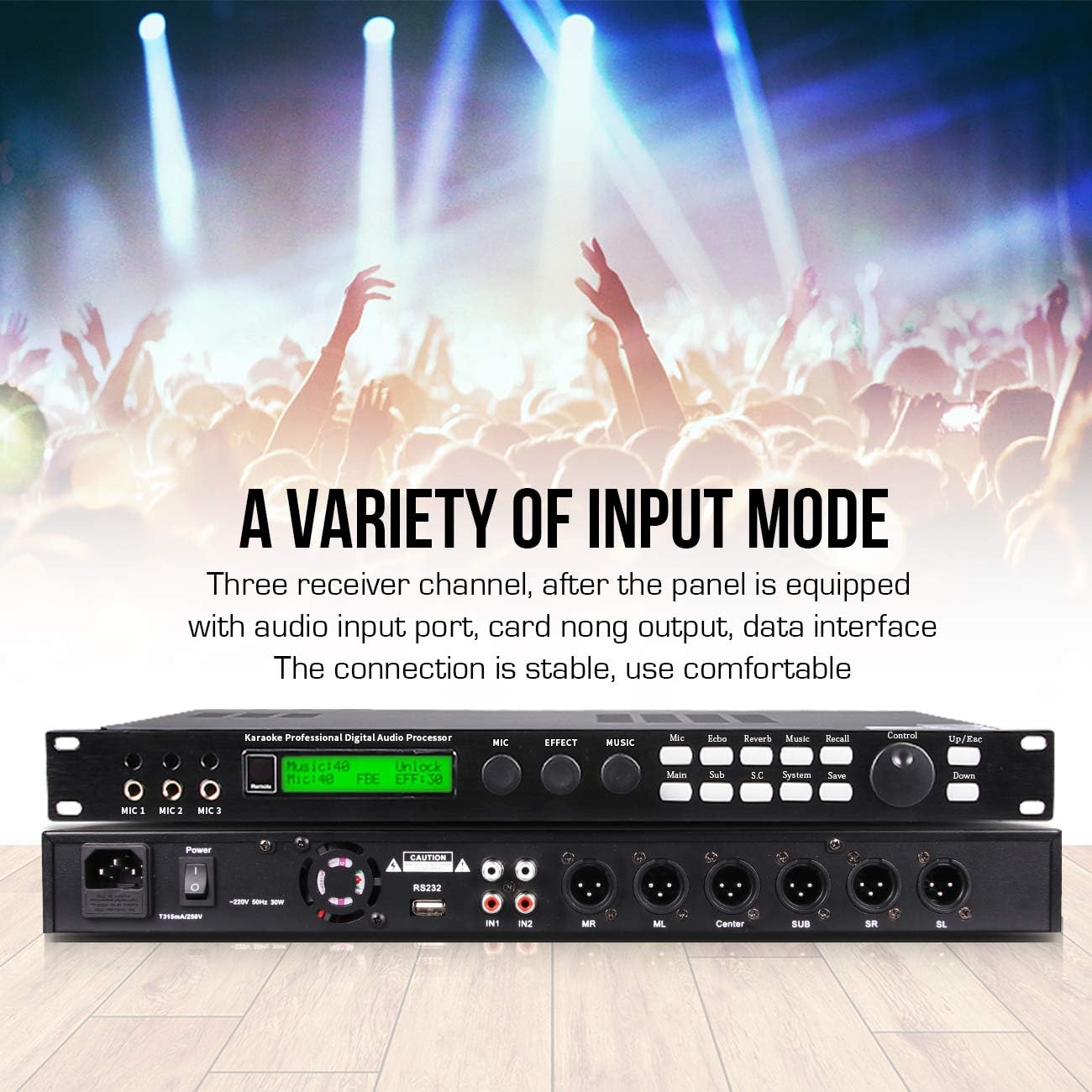 Depusheng X5 Karaoke Professional Digital Audio Processor Can Set via a PC Interface Prevent Howling
