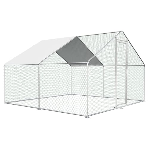Large Chicken Coop for 20 Chickens Metal Chicken Run with Waterproof Cover for Walk-in Chicken Run for Yard Outdoor Poultry Cage