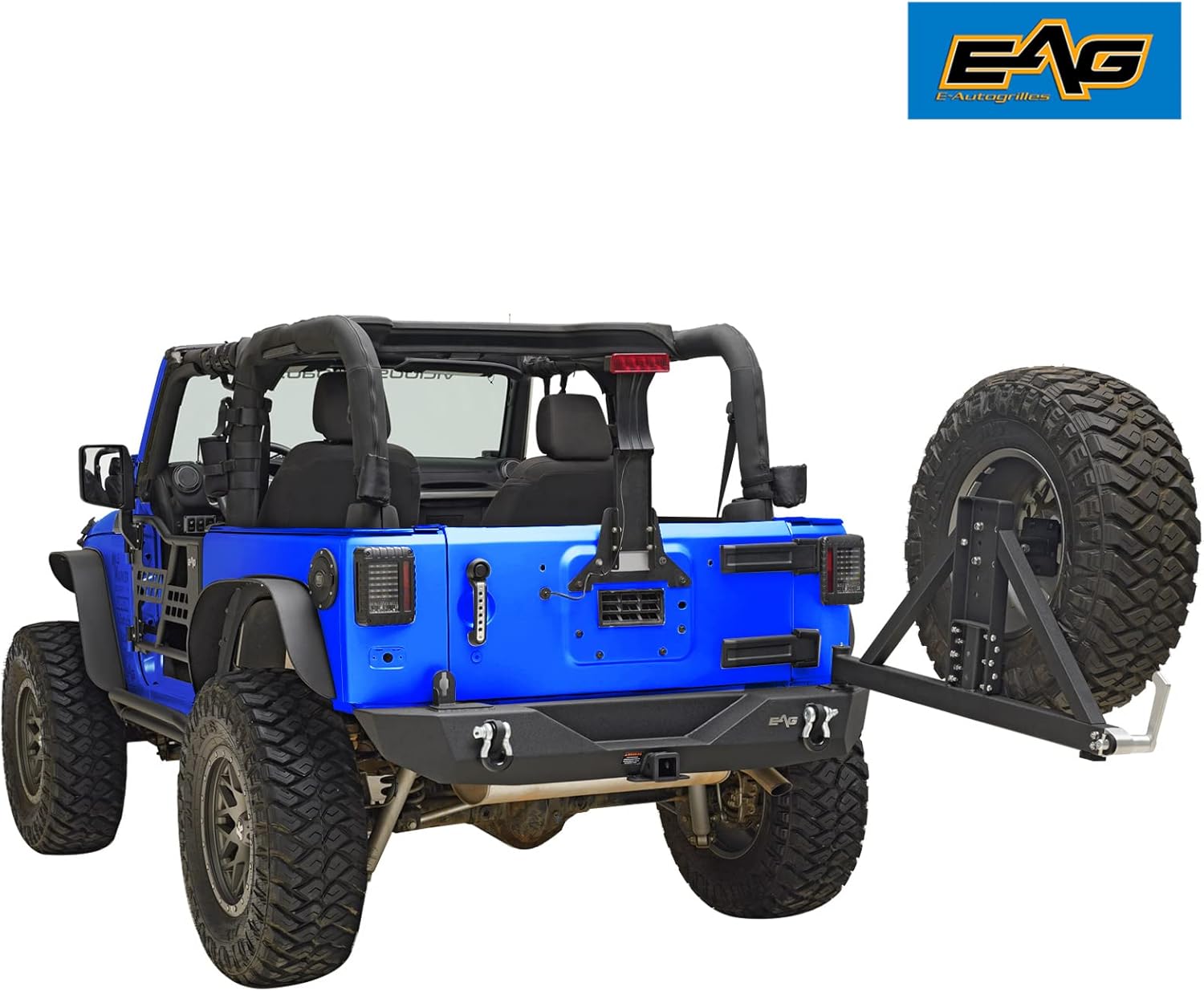 EAG JK Rear Bumper and Tire Carrier W/Third Brake Light Mounting Bracket Compatible with 2007-2018 Wrangler JK