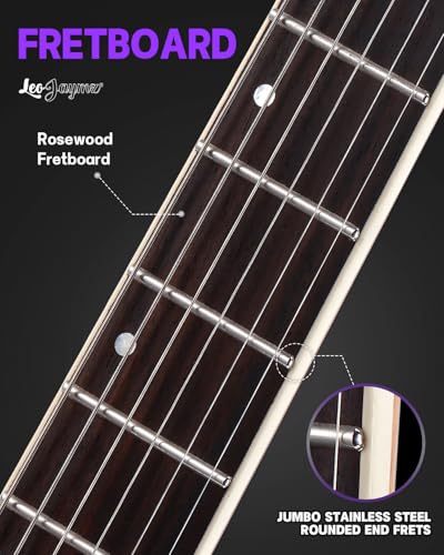Leo Jaymz Electric Guitar Monsoon Series,Reverse Headstock,Mahogany Body,Roasted Maple Neck,Rosewood Fretboard,Locking Tuners,Rounded End Frets,AlnicoV Pickups,Fixed Bridge (Blue Flame)