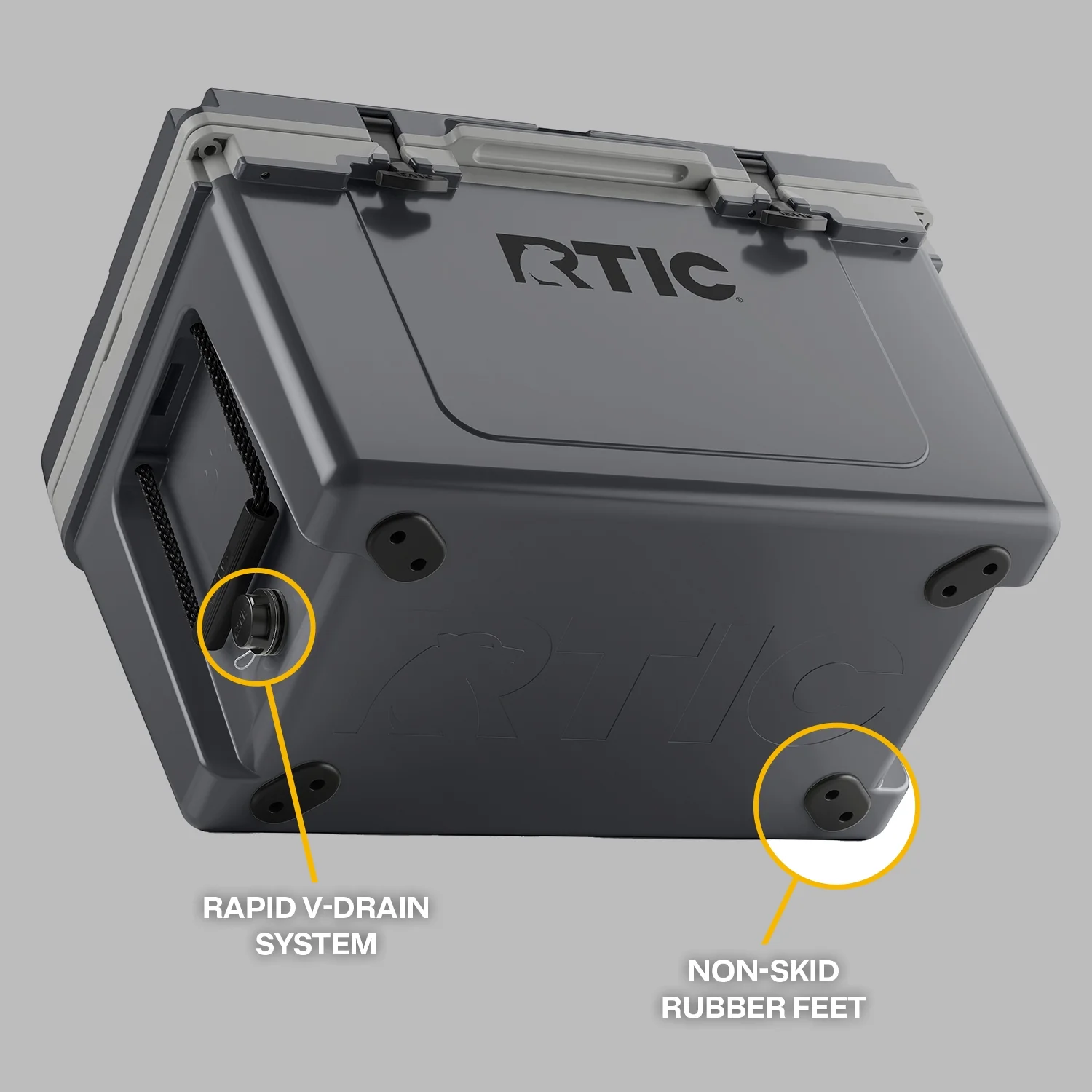 RTIC 52 QT Ultra-Light Hard-Sided Ice Chest Cooler, Dark Grey And Cool Grey, Fits 76 Cans