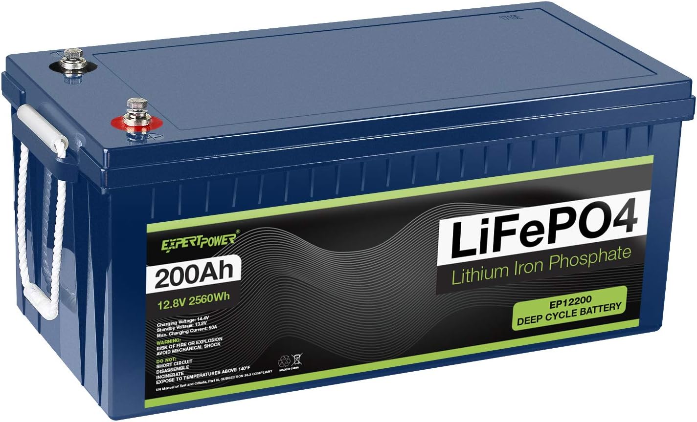 ExpertPower 12V 200Ah Lithium LiFePO4 Deep Cycle Rechargeable Battery | 2500-7000 Life Cycles & 10-Year lifetime | Built-in BMS