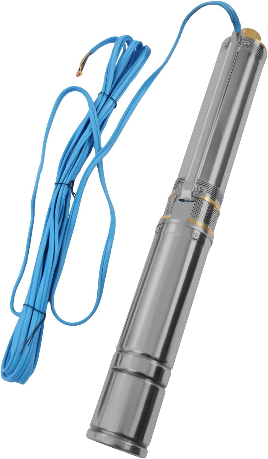 Deep Well Submersible Well Pump, 3.8" OD Pipe, 110V/60HZ 1.1KW 1.5HP, 1" Outlet Stainless Steel Submersible Bore Well Pump with Control Box for Industrial Irrigation Home Use