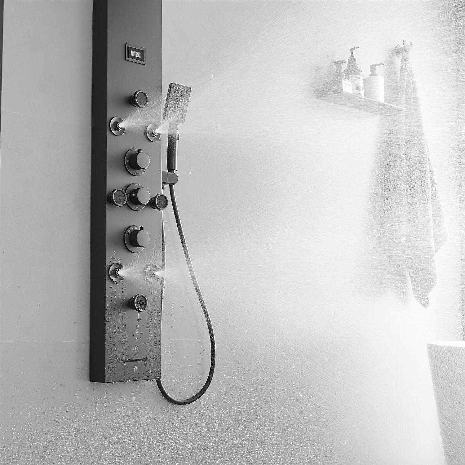 BWE YTP07 Shower Panel System Matte Black Waterfall Shower Panel System with 6-way Diverter Valve Included YTP07-Black - Shop Hardware Tools Online Store