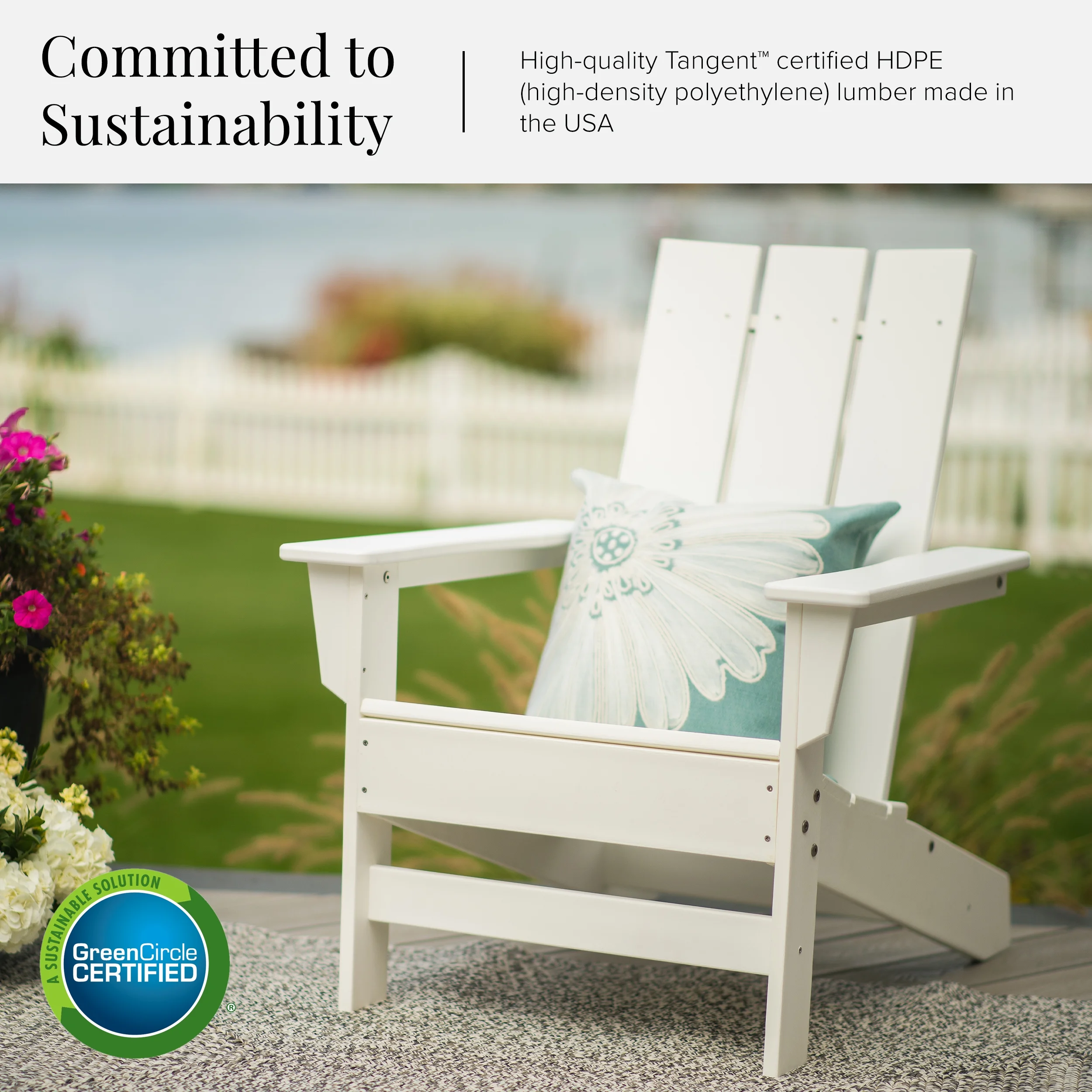DuroGreen Aria Adirondack Chairs Made With All-Weather Tangentwood, Oversized, High End Patio Furniture for Porch, Lawn, Deck, Fire Pit, No Maintenance, Easy Assembly, Made in the USA, White
