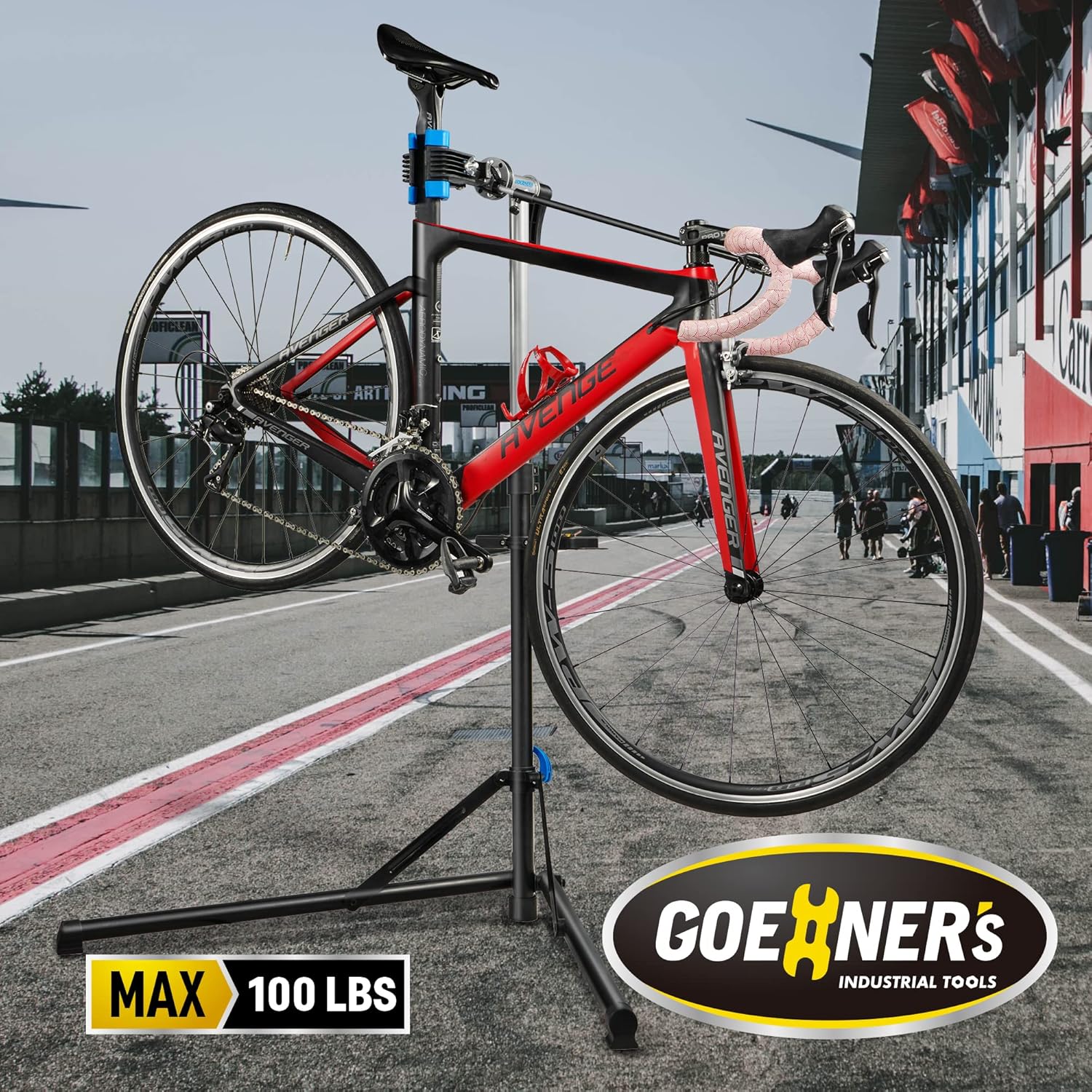 GOEHNER's E Bike Repair Stand Heavy Duty (Max 100 lbs) - Portable Bicycle Repair Stand Mechanics Workstand for Maintenance of Heavy E Bike, Bike Mountain Bike and Road Bike