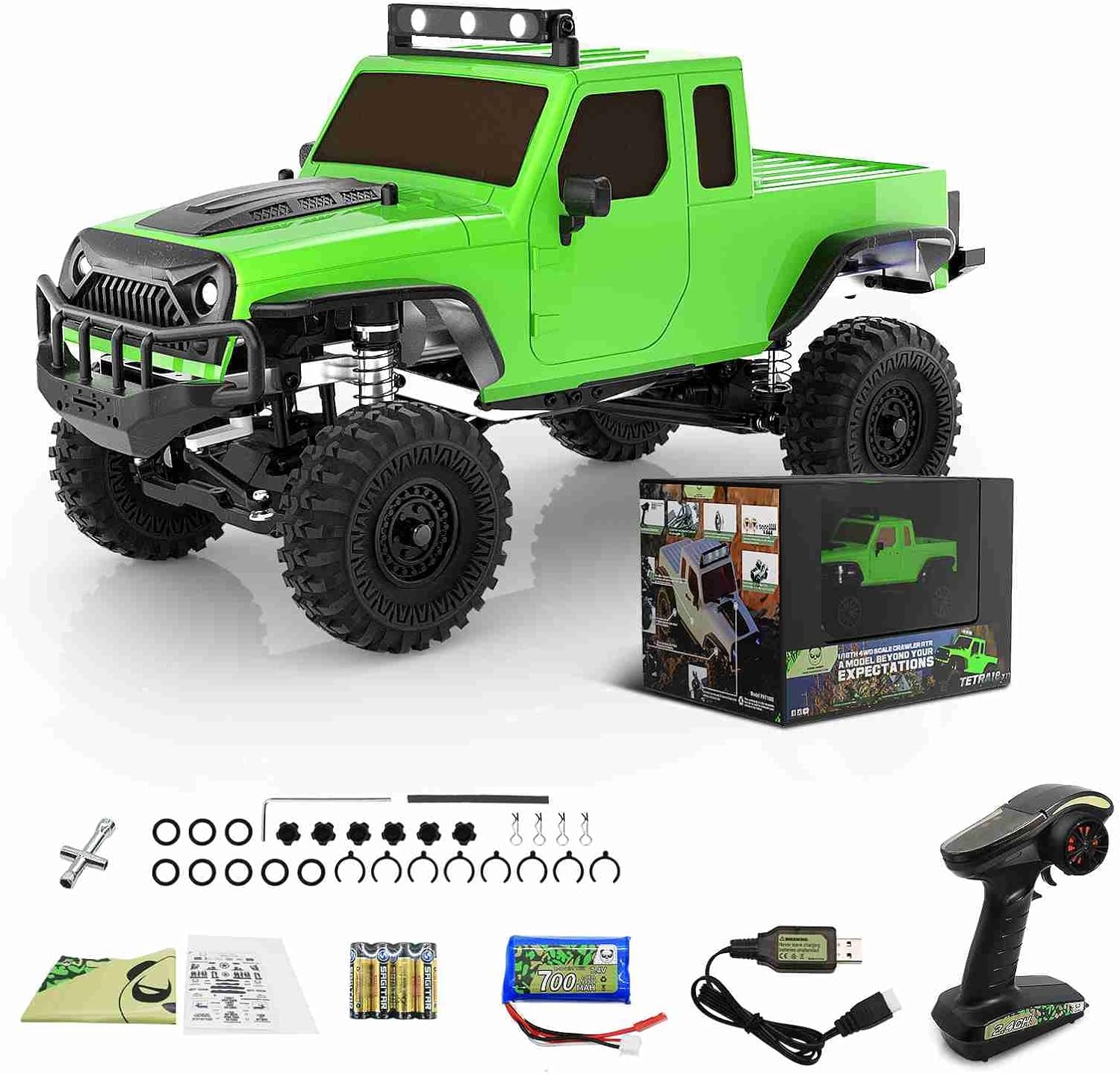 RC Rock Crawler 4x4,RC Crawler 1/18 Panda Hobby 4WD Off Road RC Cars,RTR Remote Control Car for Adults,1:18 Scale RC Truck Cruiser Vehicle,Waterproof All Terrains Hobby RC Model Car,Tetra18 X1T,Gray