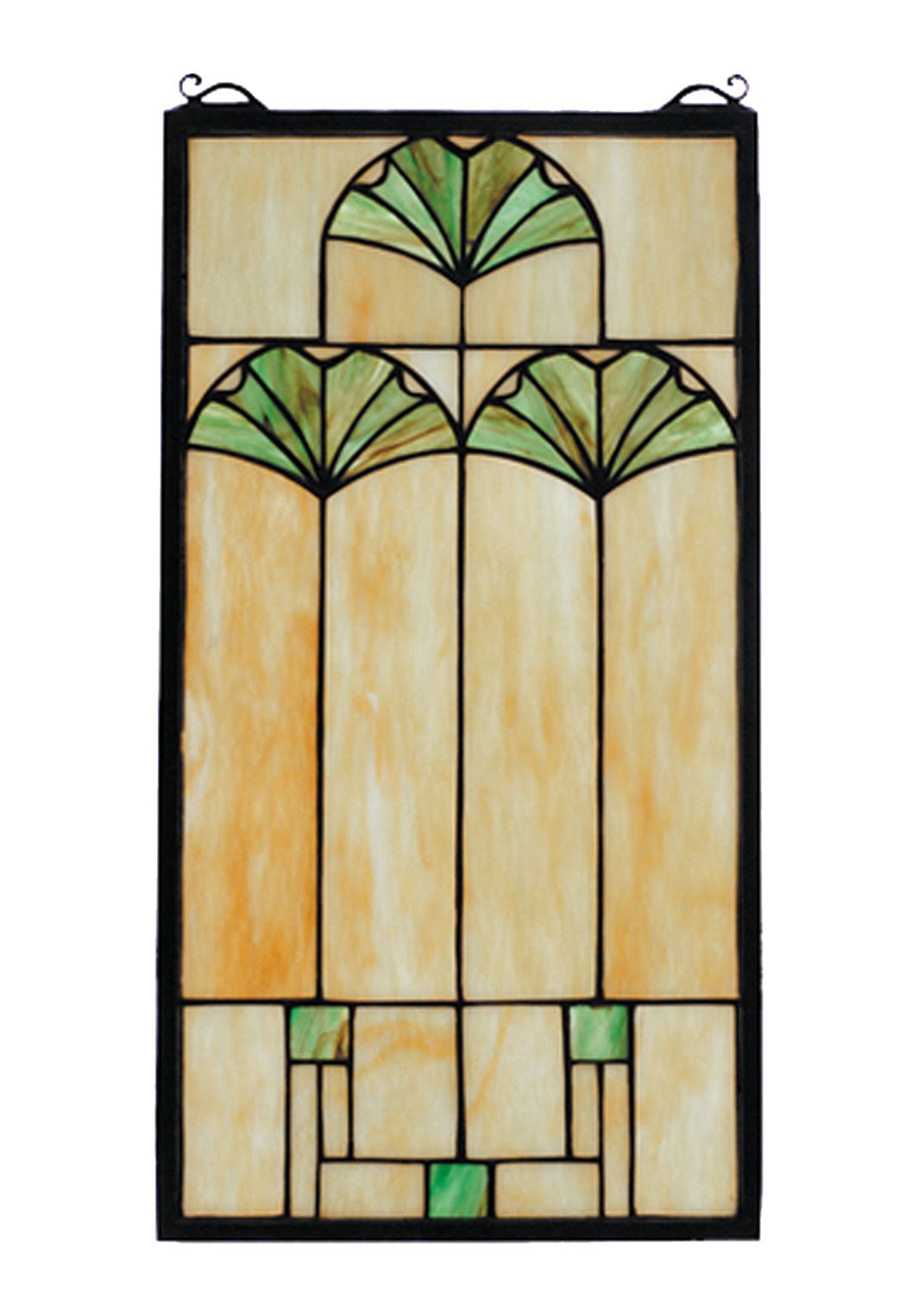 Meyda 11x22W x 20x22H Ginkgo Stained Glass Window