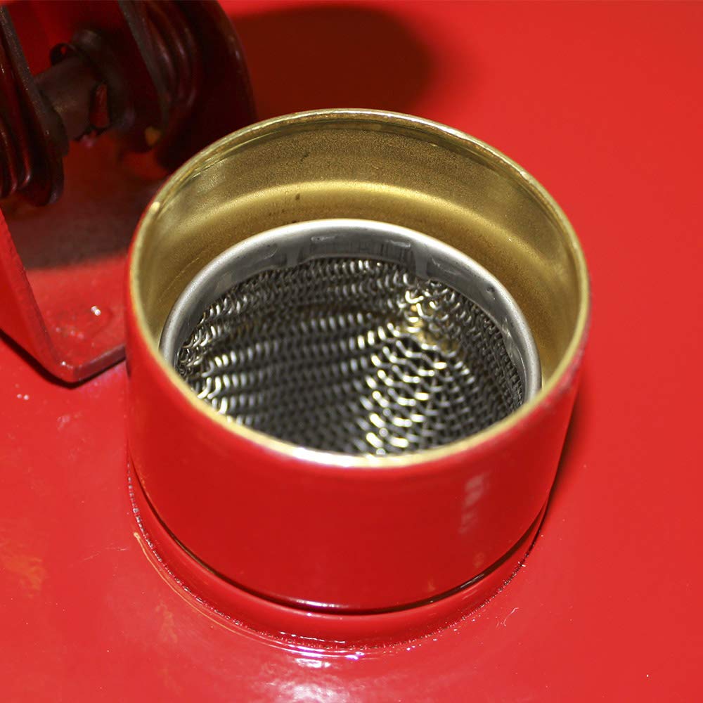 Eagle UI-50-FS Red Galvanized Steel Type I Gasoline Safety Can with Funnel, 5 gallon Capacity, 13.5 Height, 12.5 Diameter,Red/Yellow