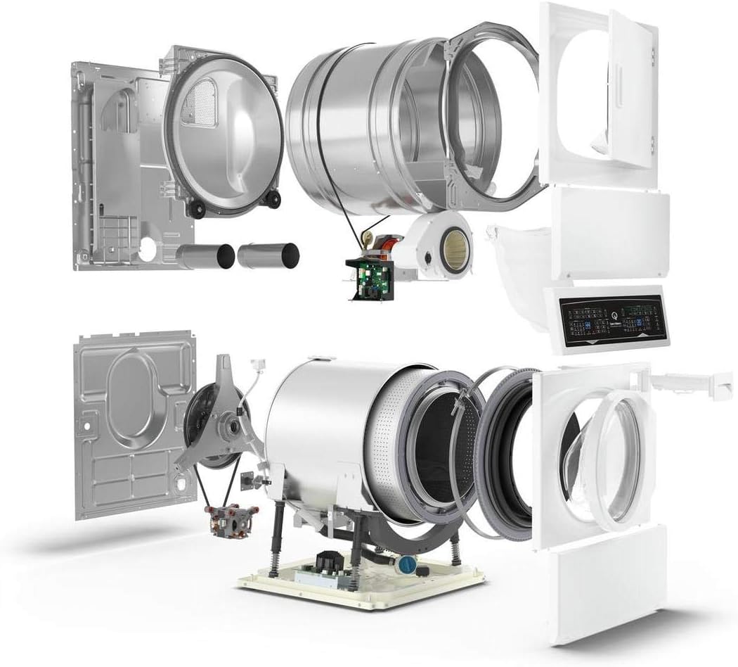 Speed Queen SF7003WG 27" Gas Stacked Washer and Dryer with Stainless Steel Tub, Balance Technology, Control Lock, Moisture Sensor, in White