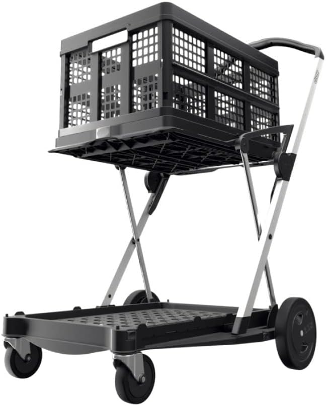 CLAX, Multi use Functional Collapsible carts, Mobile Folding Trolley, Shopping cart with Storage Crate (Pink)