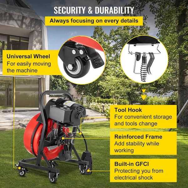 VEVOR Drain Cleaner Machine Electric Drain Auger 50FTx1/2In - Shop Hardware Tools Online Store