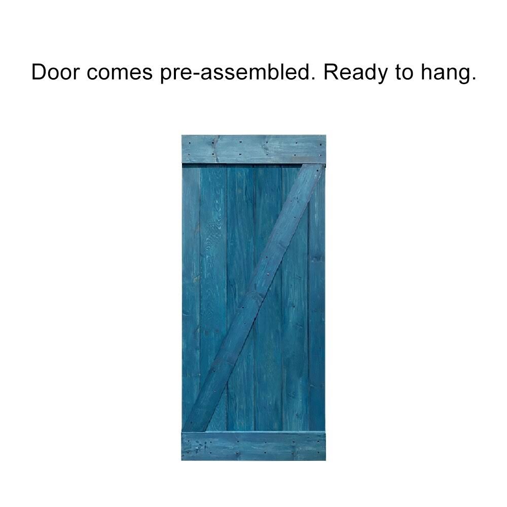 Calhome Z Bar Series 36 in. x 84 in. Pre-Assembled Red Walnut Stained Wood Interior Sliding Barn Door with Hardware Kit