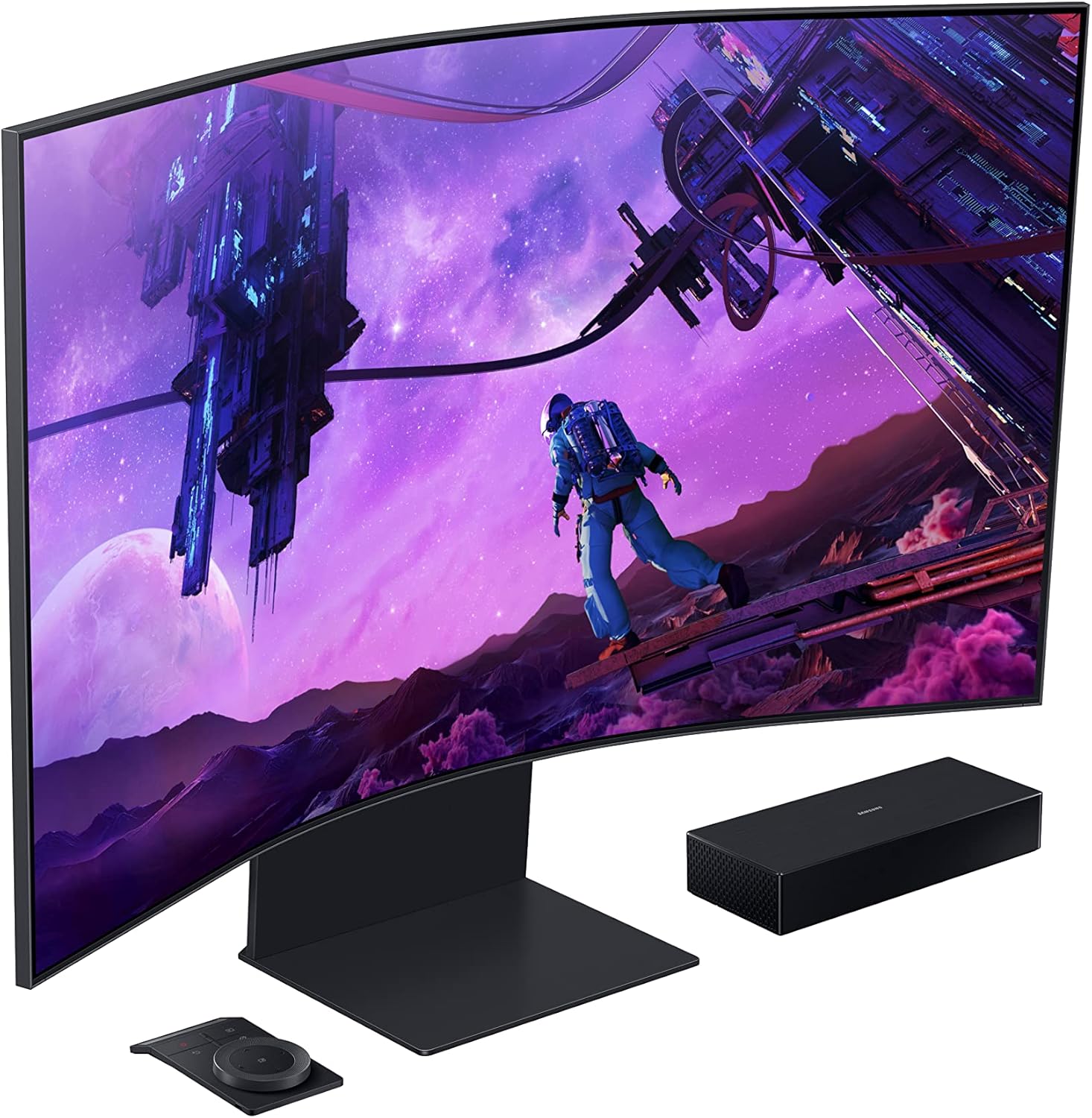 Samsung Odyssey Ark 55-Inch Curved Gaming Screen, 4K UHD 165Hz 1ms (GTG) Quantum Mini-LED Gamer Monitor w/Cockpit Mode, Sound Dome Technology, Multi View, HDR10+ (S55BG970NN) 2022 (Renewed)