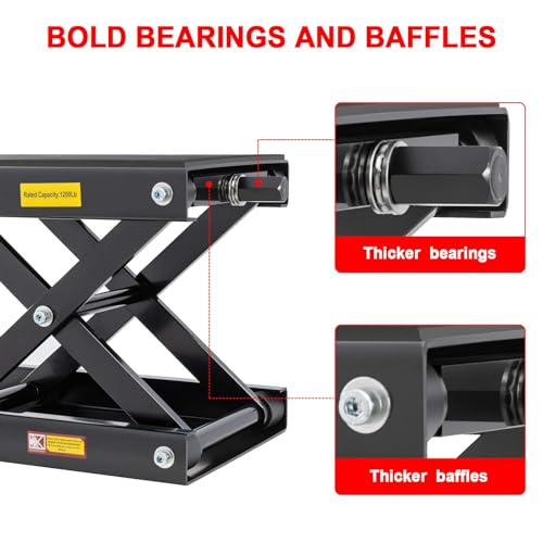 1200 LBS Motorcycle Jack with Dolly, Motorcycle Lift Stand for Dirt Bike ATV,Scissor Jack with Hand Crank Bikes Garage Repair Hoist Stand Ratchet Wrench