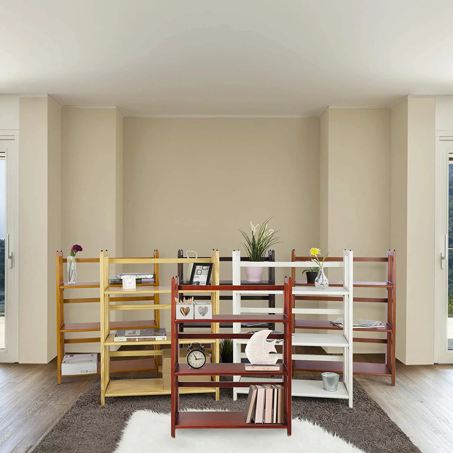 3 Shelf Folding Stackable Bookcase, 27.5" Wide, Espresso - Curated Treasures Market
