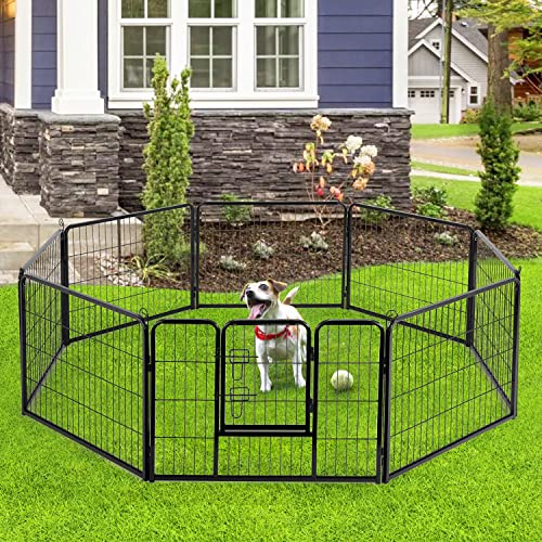 BestPet Dog Playpen Indoor 40 inch 16 Panels Metal Dog Pen Pet Dog Fence Outdoor Exercise Pen with Doors,Pet Puppy Playpen for RV Camping Yard, Black