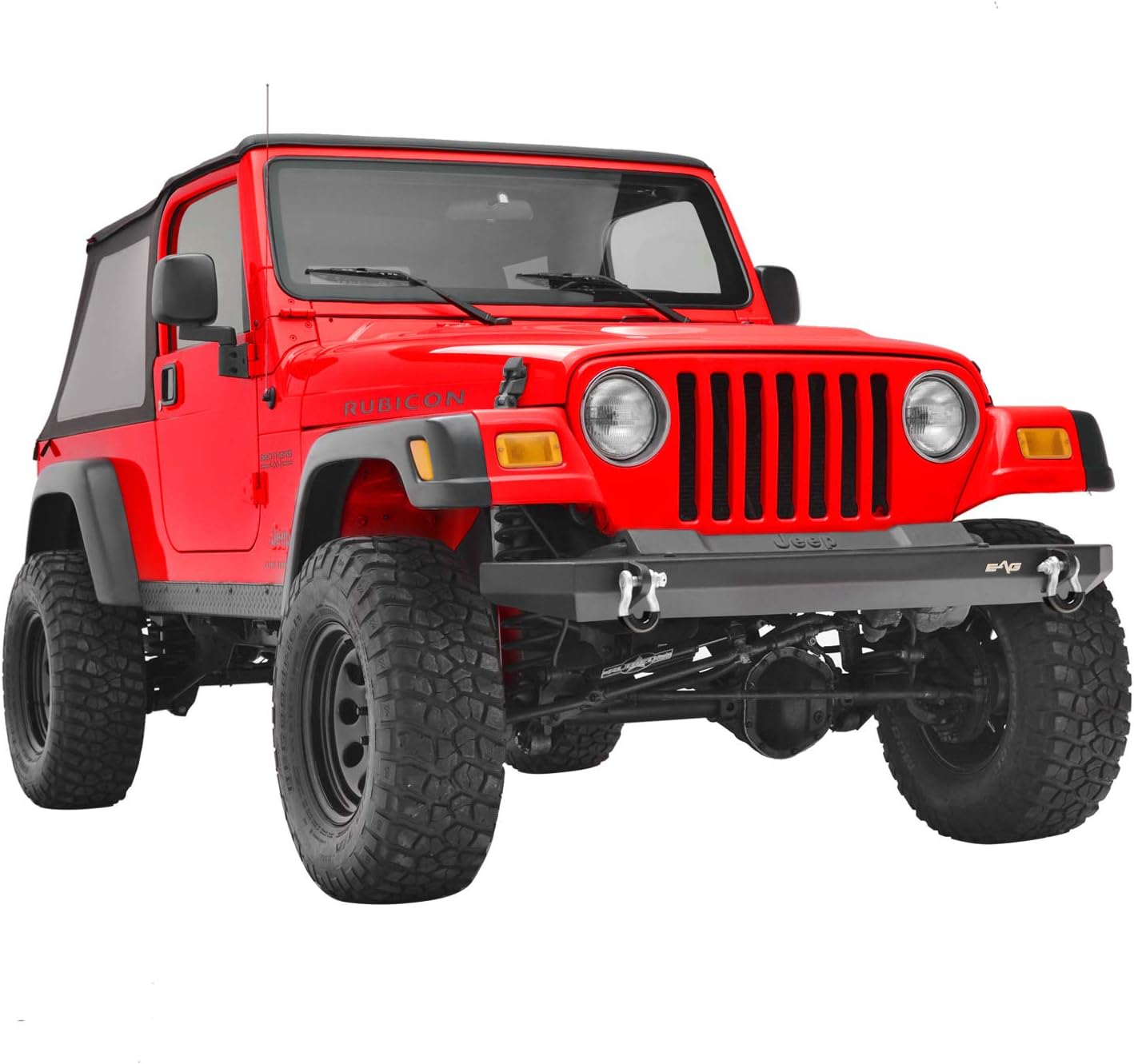 KML Front Bumper Black Textured Off Road Rock Crawler Fit for 87-06 Wrangler TJ YJ