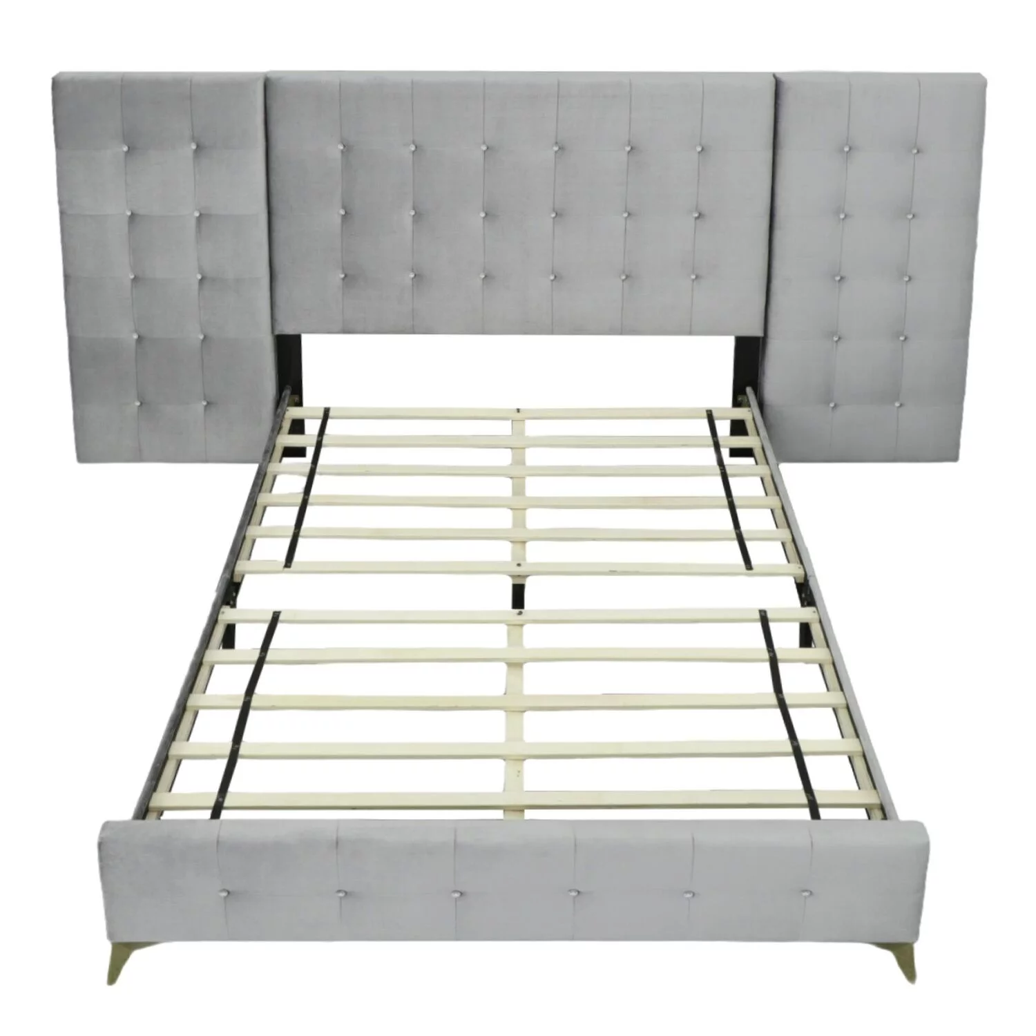 Picket House Furnishings 133"W Wood King Bed with 2 Nightstands in Silver Grey