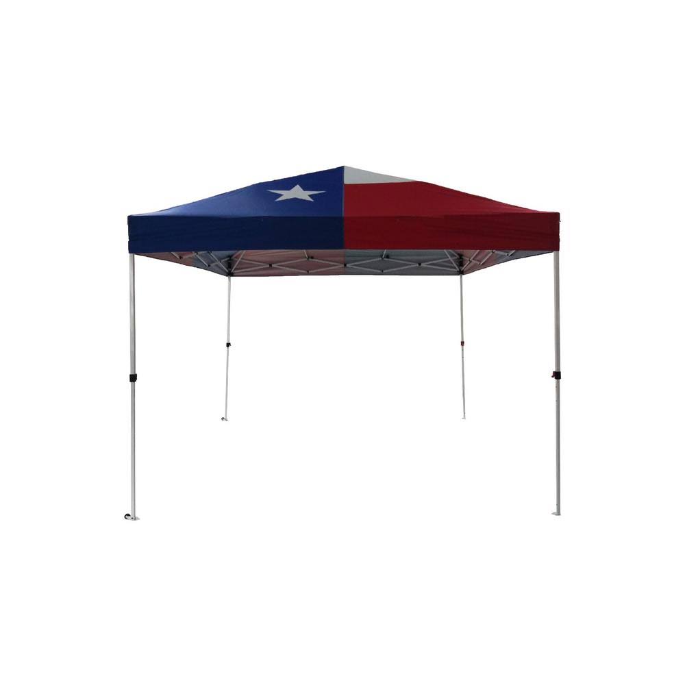 Everbilt 10 ft. X. 10 ft. Red, White and Blue Texas Flag Instant Canopy Pop Up Tent, Red/ White and Blue