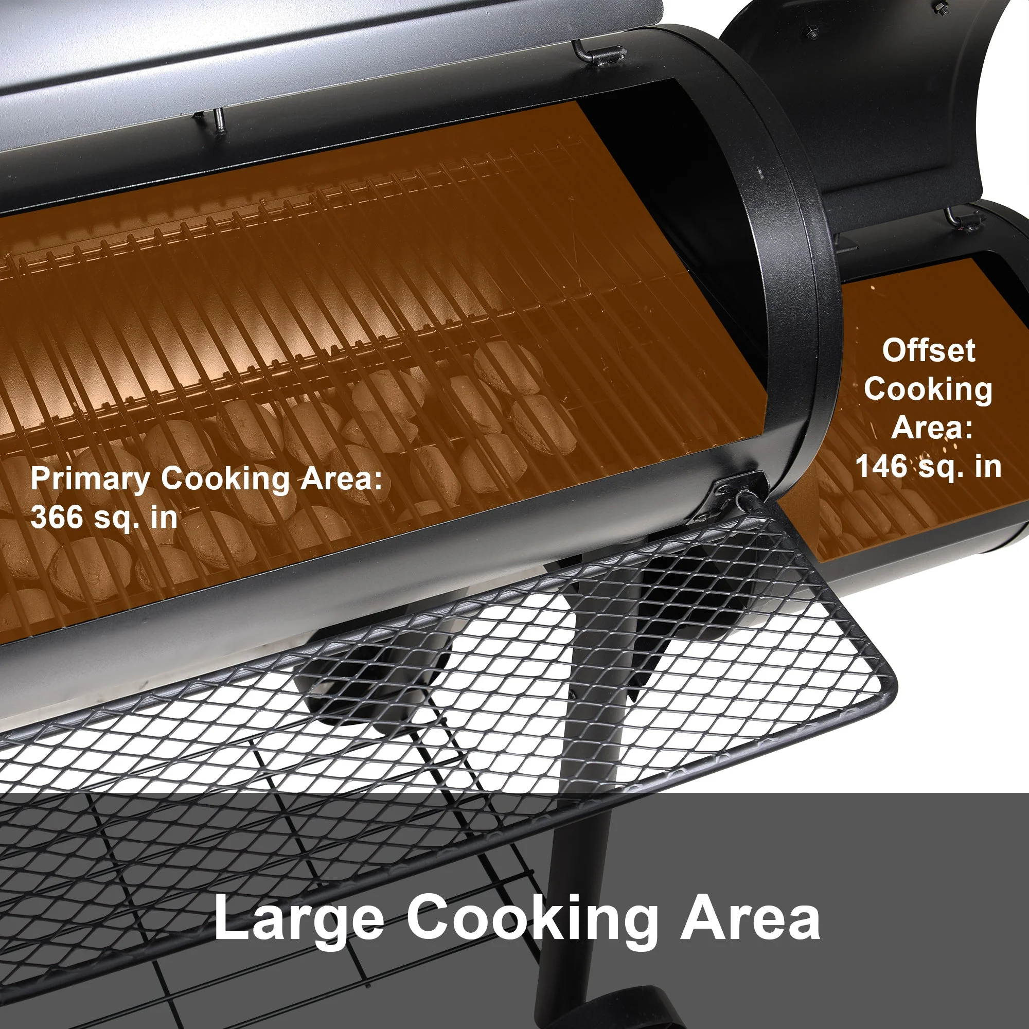Alpha Joy Steel BBQ Charcoal Grill with Offset Smoker in Black