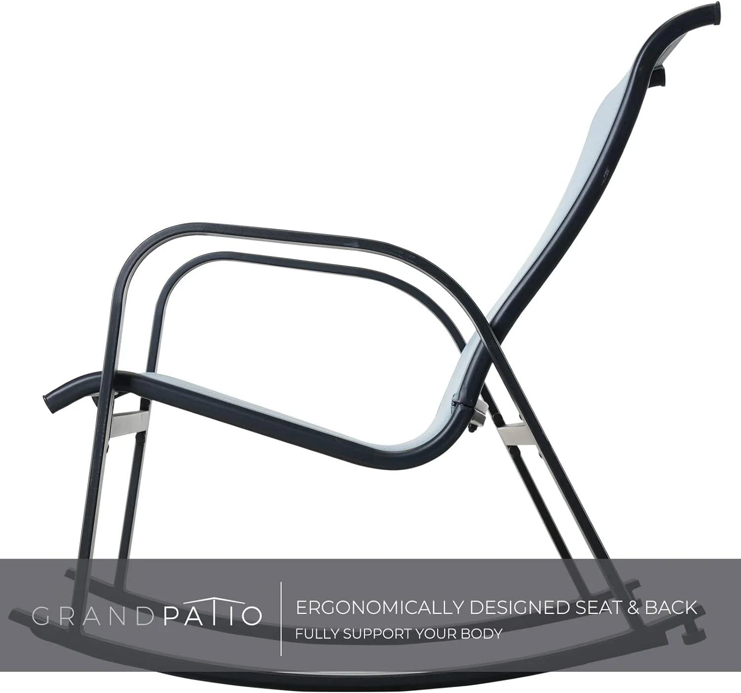 Grand Patio Outdoor Adult Rocking Chair Set of 2 for Porch All-weather Steel Rocker Chair for Patio, Balcony, Garden Deck, Backyard, Blue