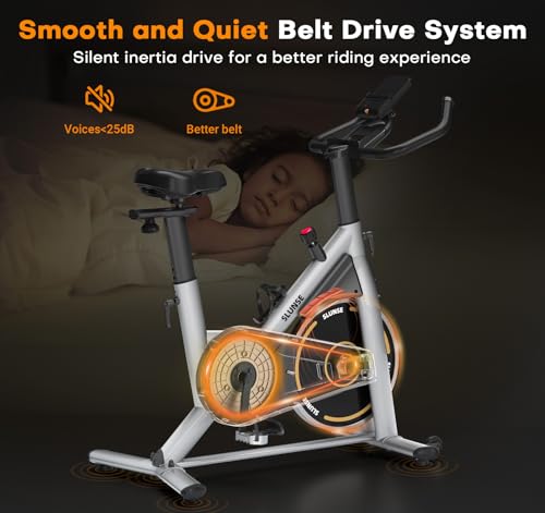 Exercise Bike, Adjustable Magnetic Resistance Stationary Bikes for Home with App Compatible, Quiet Indoor Cycling Bike with 350lbs Weight Capacity Comfortable Seat, Digital Monitor & Phone Mount