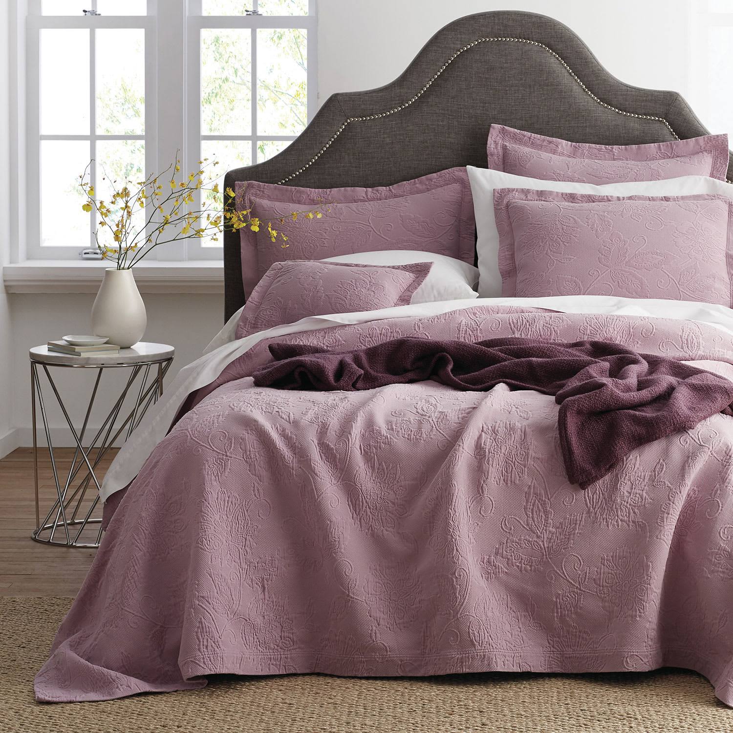 Putnam Cotton Matelasse Coverlet - Dark Gray, Size Full | The Company Store