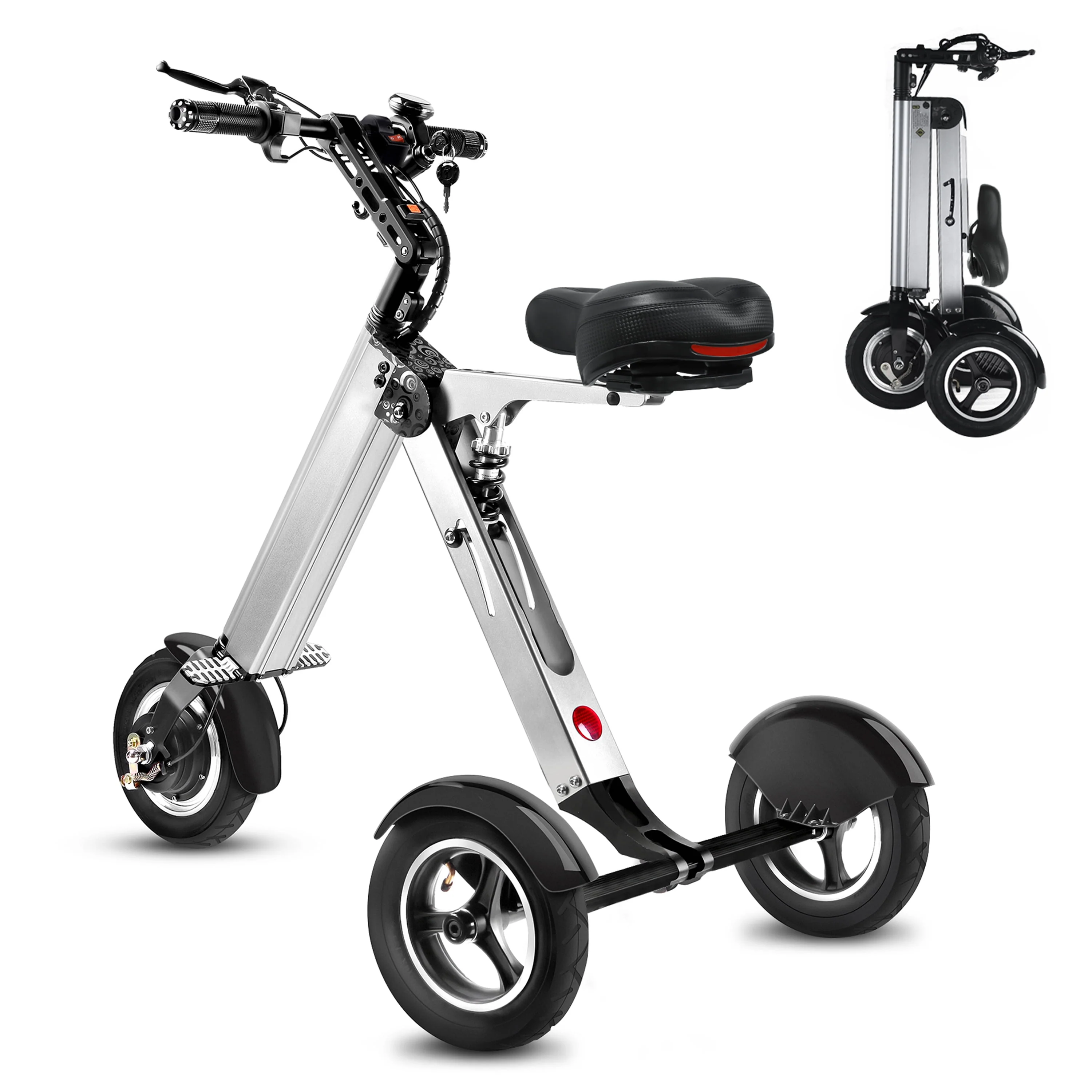 Topmate ES32 Electric Scooter Mini Tricycle for Adult, Foldable 3 Wheel Mobility Scooter with Reverse Function, Key Switch and LED Display Electric Trike for Travel Outdoor