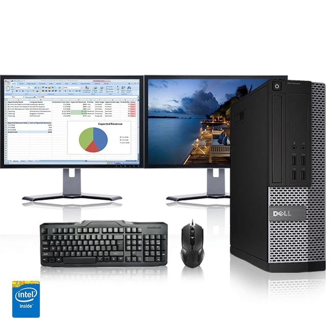 Restored DellOptiplex Desktop Computer 3.1 GHz Core i5 Tower PC, 6GB, 250GB HDD, Windows 10 Home x64, 19" Dual Monitor , USB Mouse & Keyboard (Refurbished)