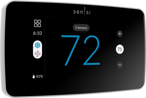 Sensi Touch 2 Smart Thermostat by Emerson with Touchscreen Color Display, Programmable, Wi-Fi, Mobile App, Easy DIY, Data Privacy, Compatible with Alexa, Energy Star Certified, ST76W, C-Wire Required