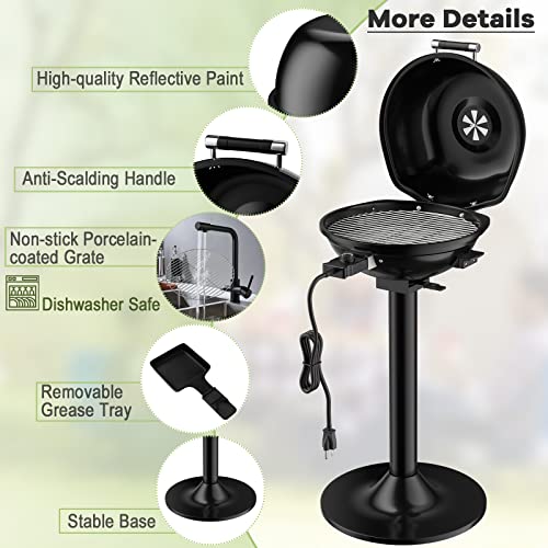 Giantex Electric BBQ Grill - 1600 Watts Portable Standing Grill with Removable Non-Stick Grilling Rack, Adjustable Temperature, Indoor & Outdoor Grill for Picnic Party, Camping