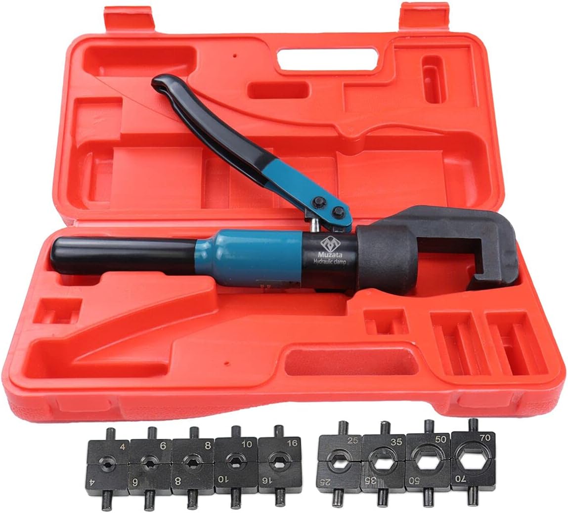 Muzata Hydraulic Wire Battery Cable Lug Terminal Crimper Crimping Tool with 9 Pairs Dies, Up to 45 Ton Force CT11, Series CT1 Pack of 2