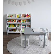 Humble Crew Kids Toy Organizer with 16 Storage Bins, Grey/White