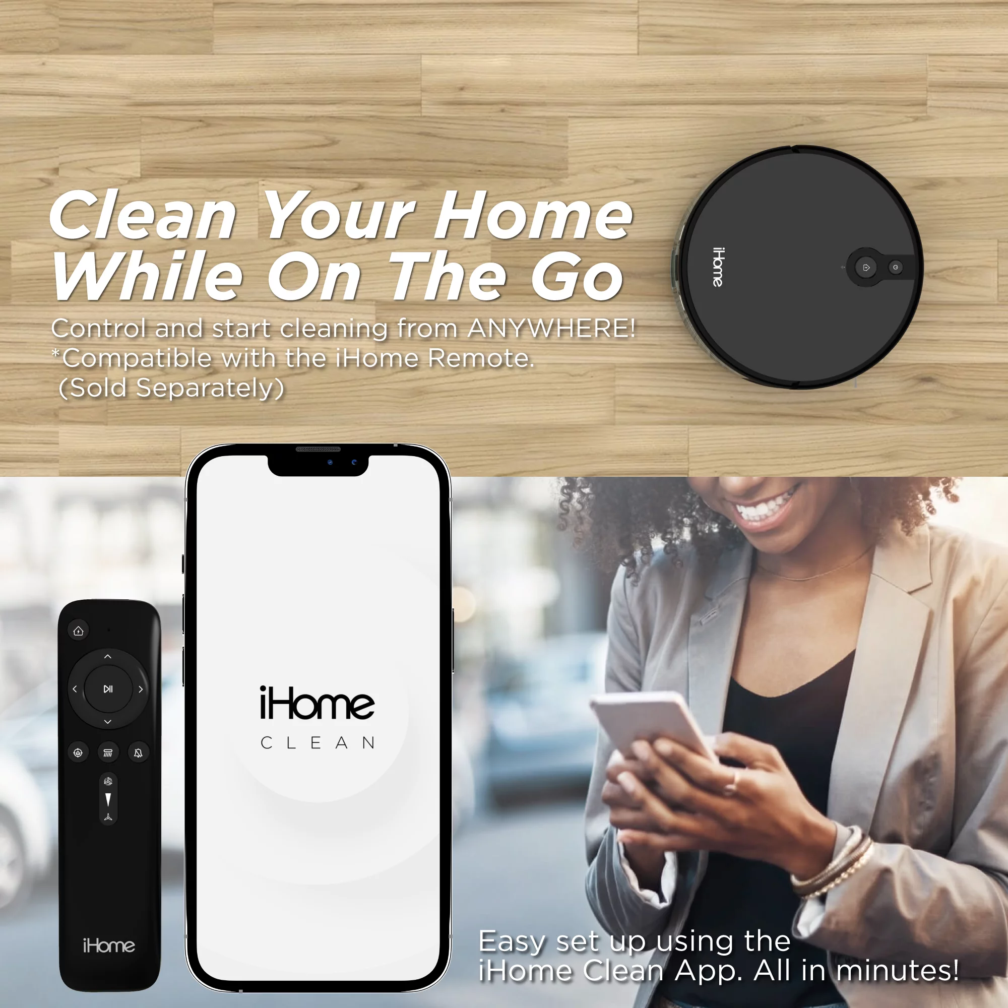 iHome AutoVac Eclipse Robot Vacuum with Mapping Technology, Ultra Strong Suction, 120 Min Runtime